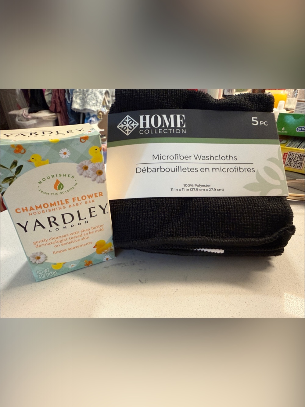 Home Collection Black Microfiber Washcloths - 5pc. DORM ESSENTIAL